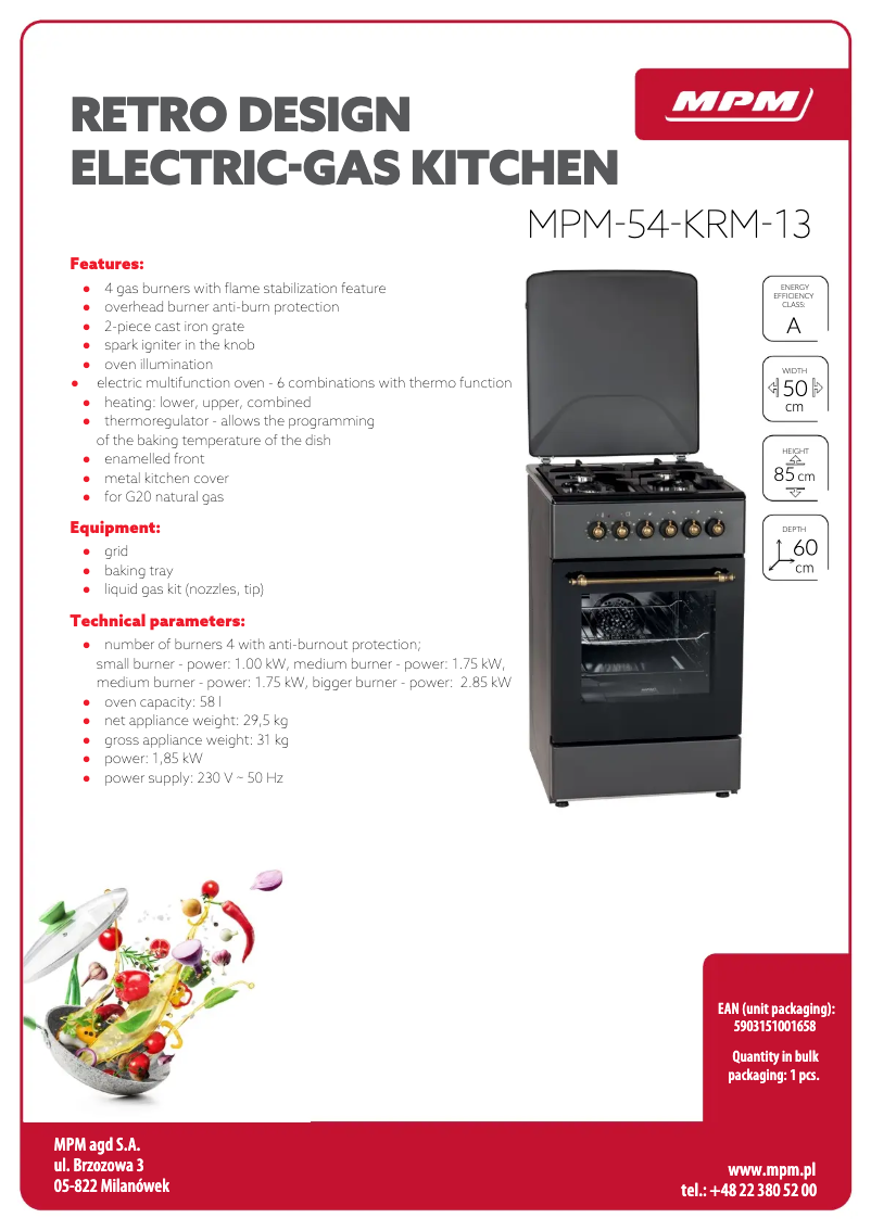 Page 1 of the manual Technical Sheet MPM MPM-54-KRM-13