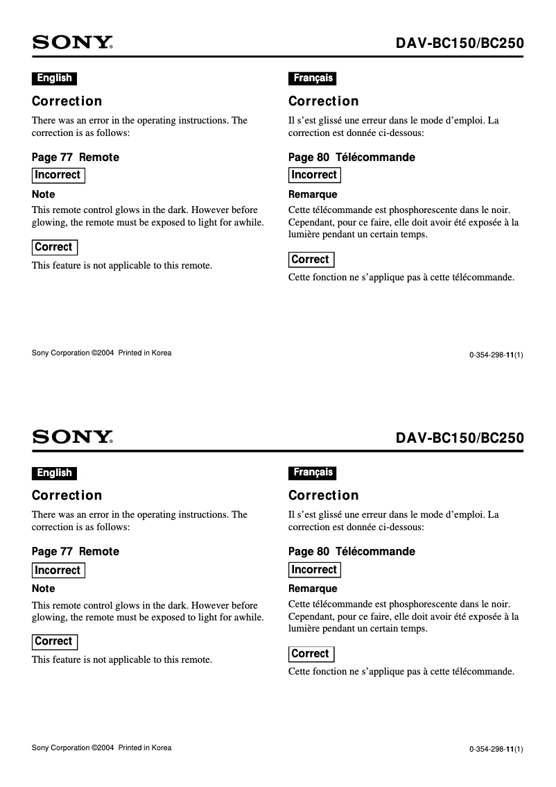 Page 1 of the manual User Manual Sony DAV-BC250