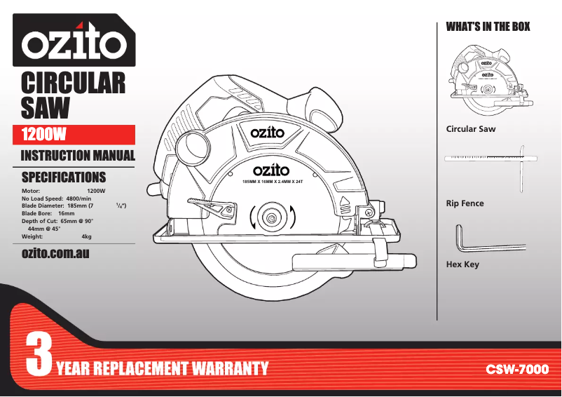 First page image of the manual for CSW-7000