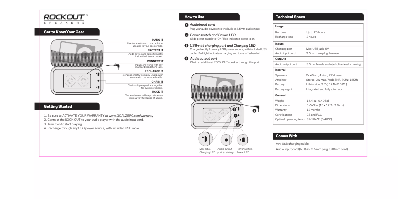 First page image of the manual for Rock Out