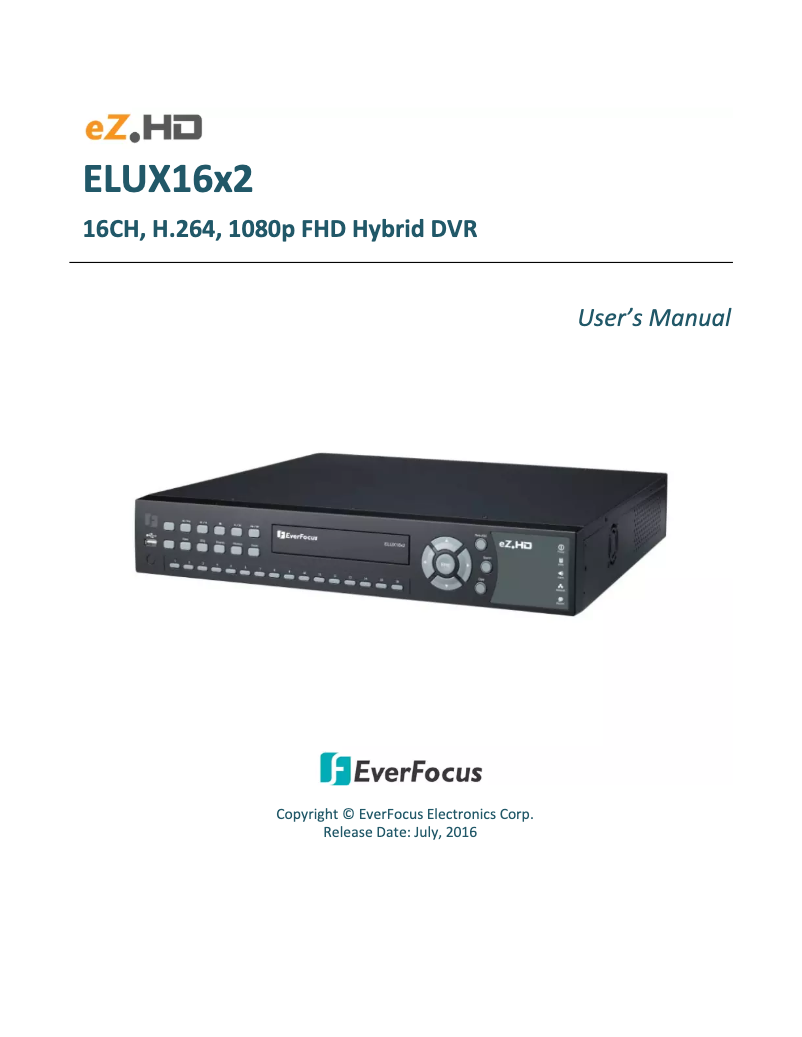 Page 1 of the manual User Manual EverFocus ELUX16X2