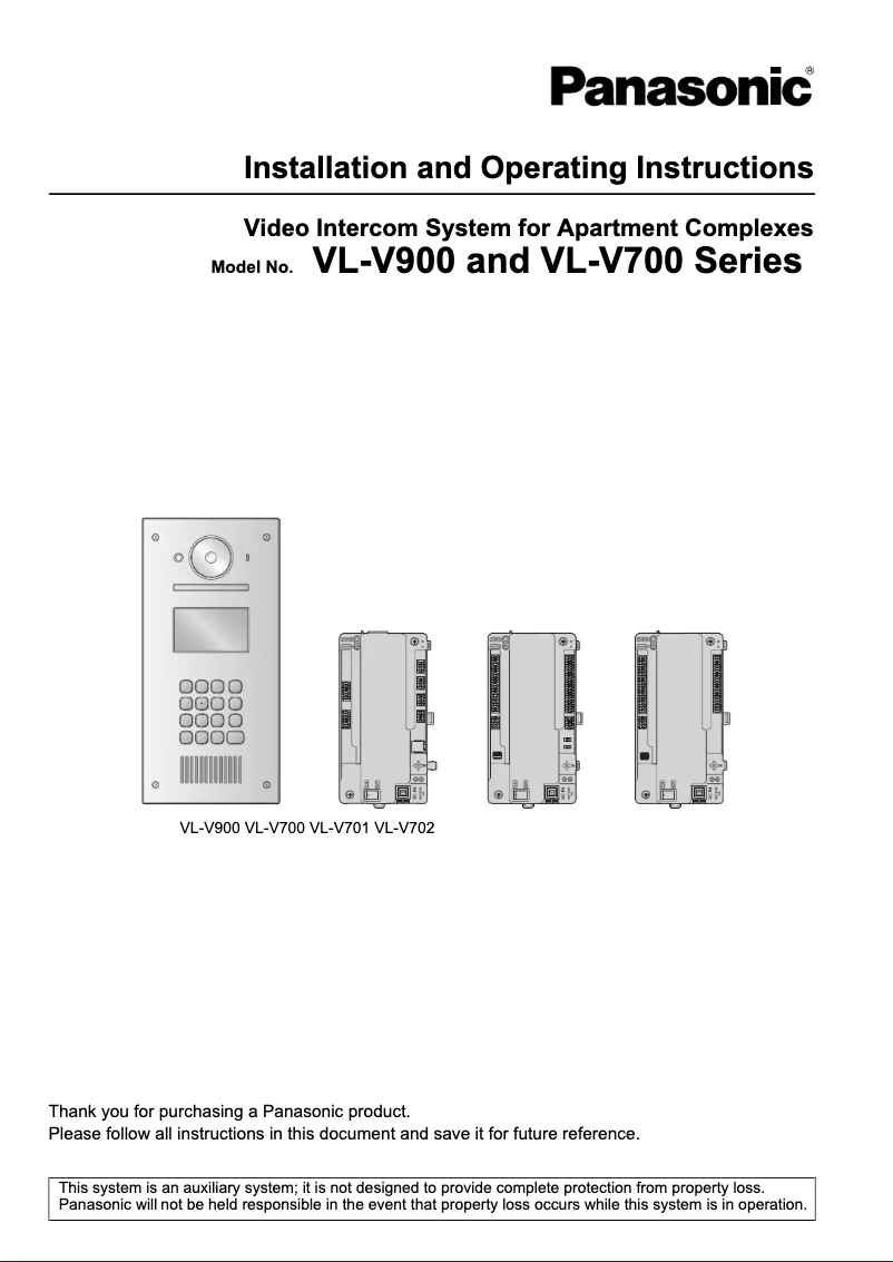 Page 1 of the manual User Manual Panasonic VL-V900