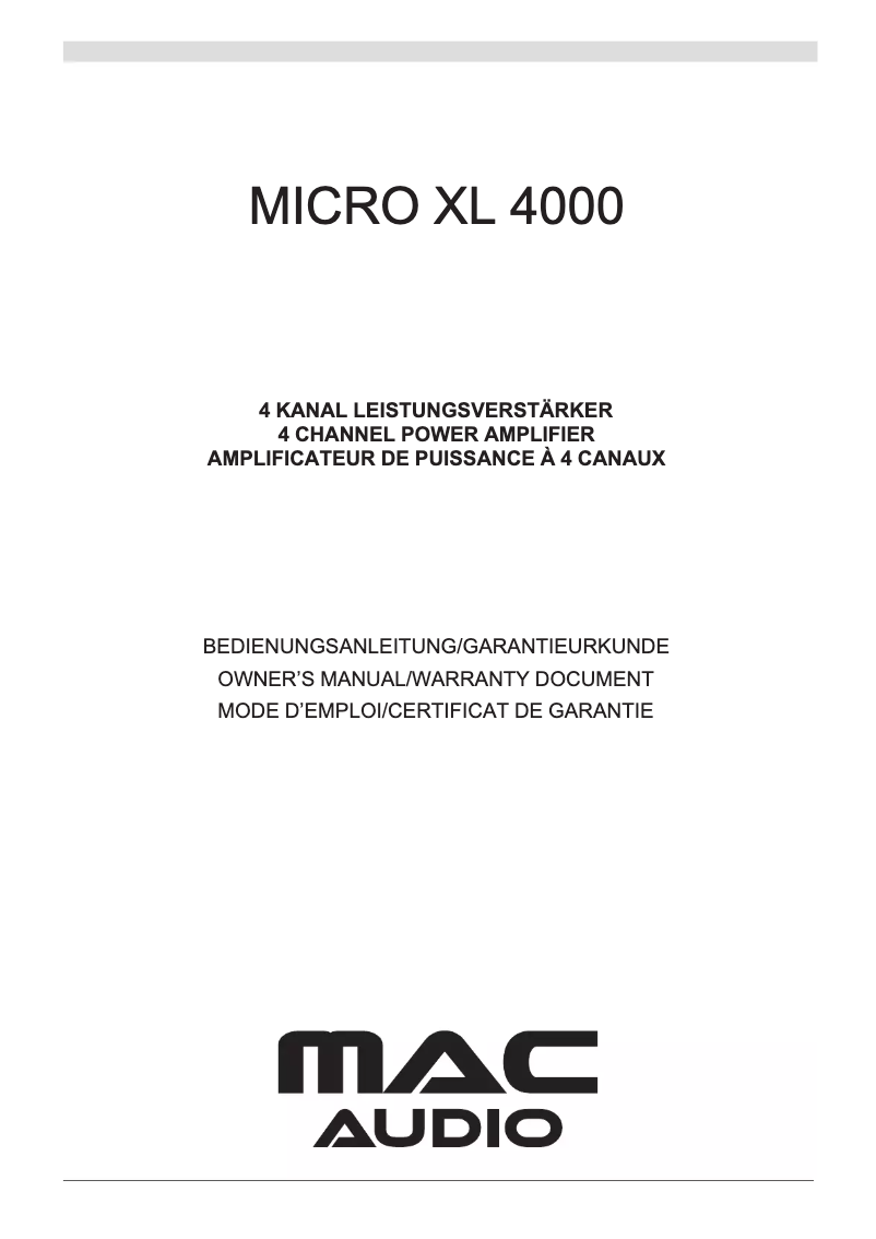 Image de la première page du manuel de l'appareil Micro XL 4000