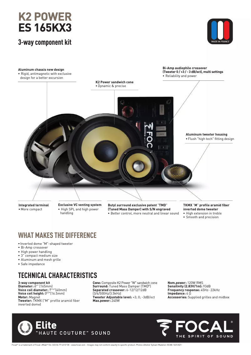 Page 1 of the manual User Manual Focal K2 Power ES 165 KX3