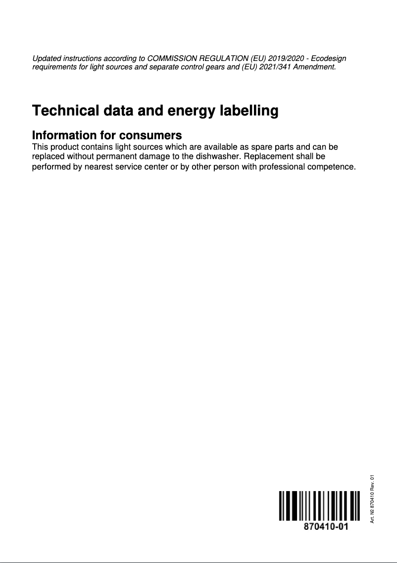 First page image of the manual for DW7114XT