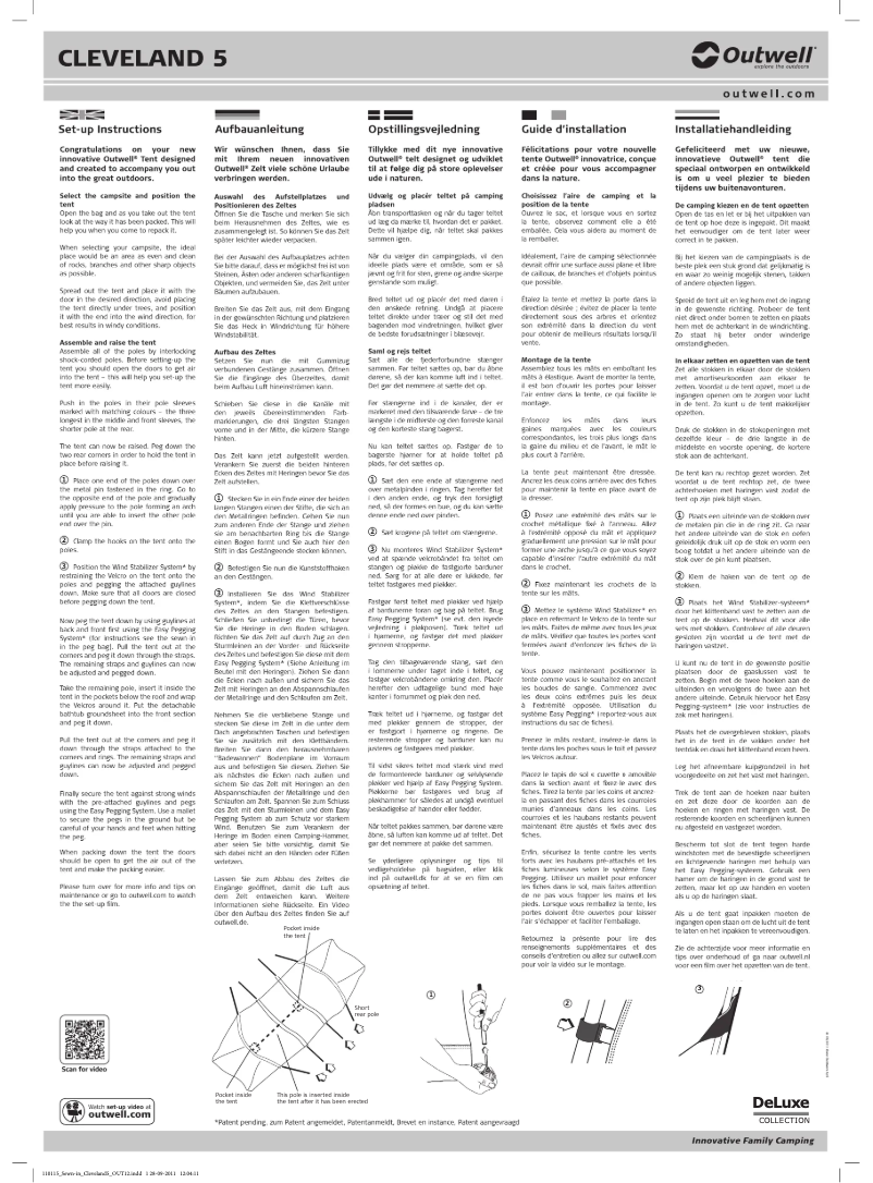 Page 1 of the manual User Manual Outwell DeLuxe Green Cleveland 5