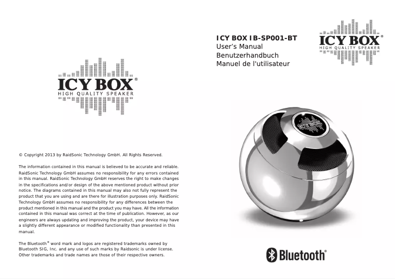 First page image of the manual for IB-SP001-BT