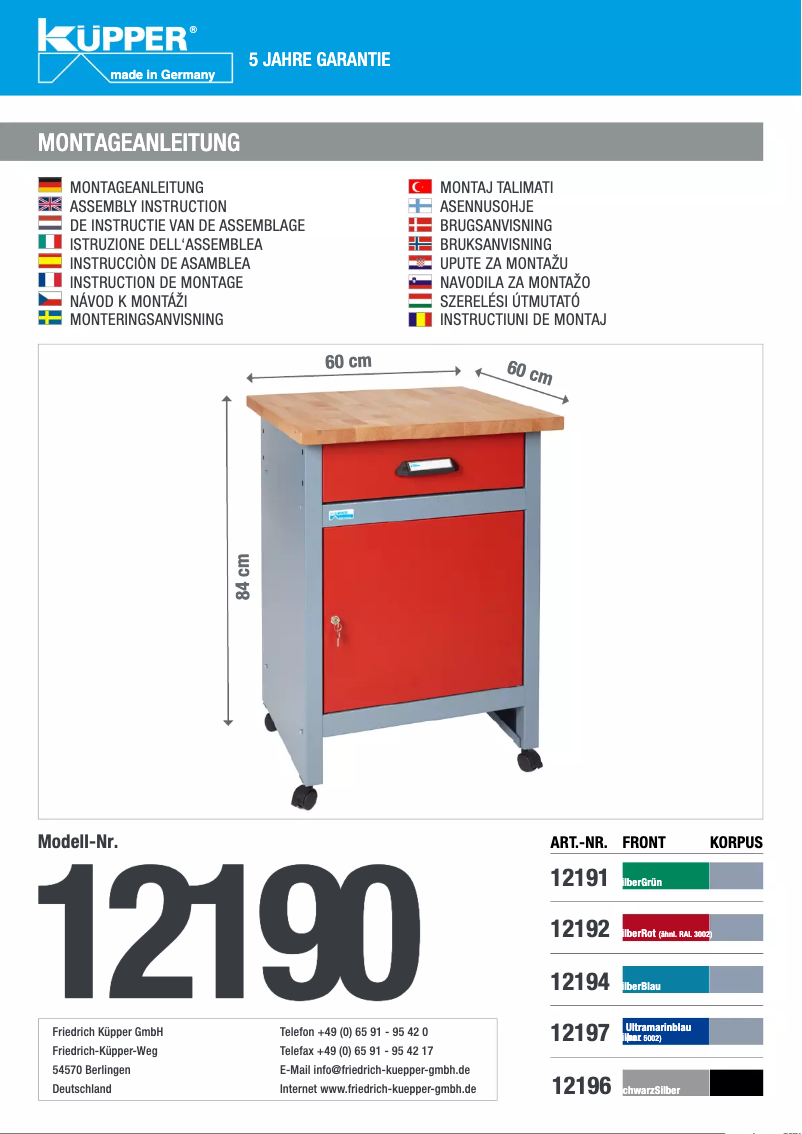 First page image of the manual for 12197