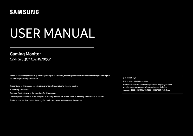 Page 1 of the manual User Manual Samsung C32HG70QQC