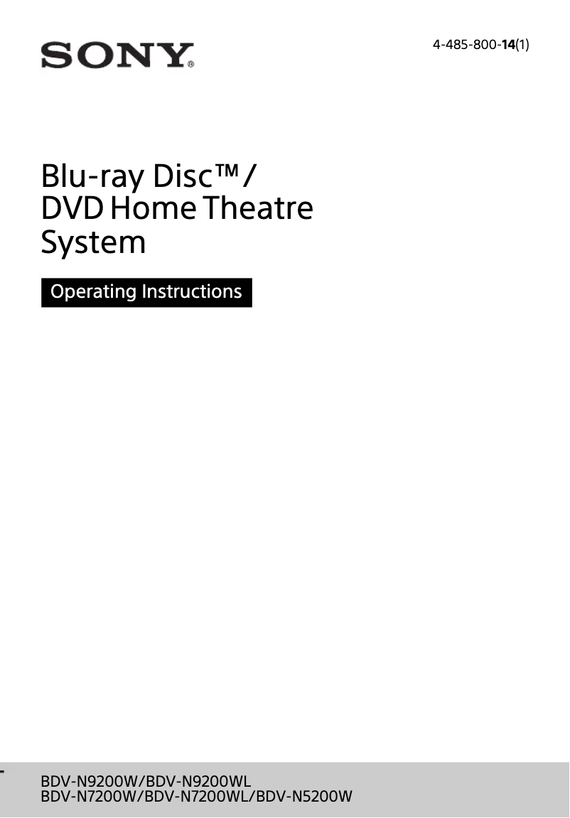 Page 1 of the manual User Manual Sony BDV-N7200WL