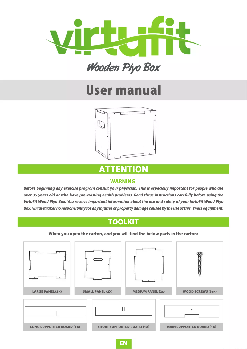 Page 1 of the manual User Manual VirtuFit Wooden Plyo Box