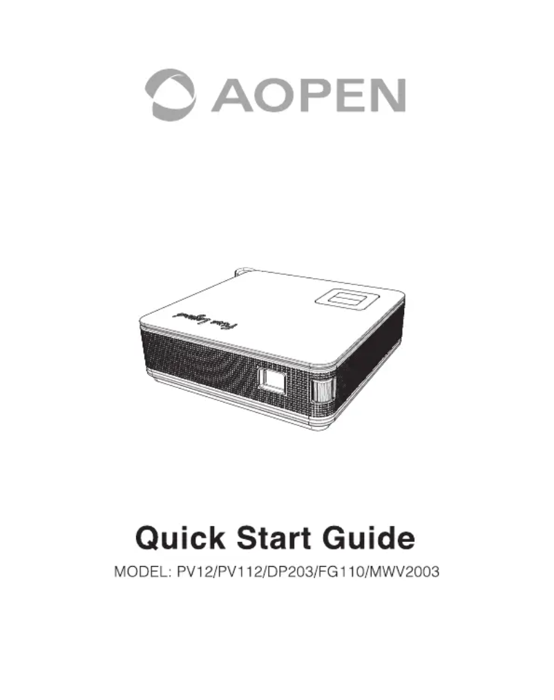 Page 1 of the manual Quick Start Guide Aopen PV12