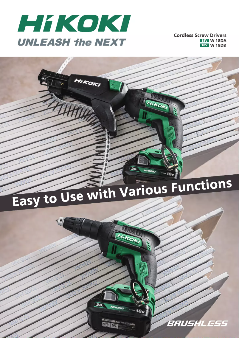 Page 1 of the manual Catalogue HiKOKI W 18DA