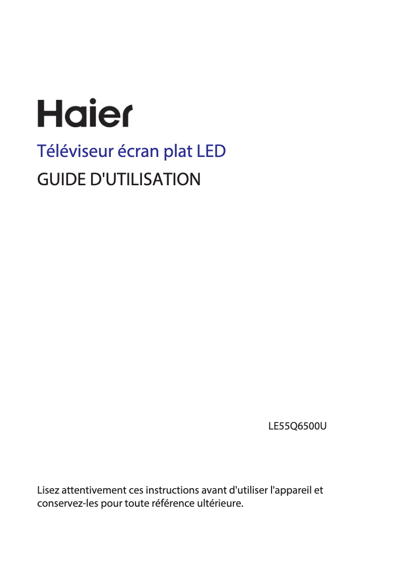 Page 1 of the manual User Manual Haier LE55Q6500U