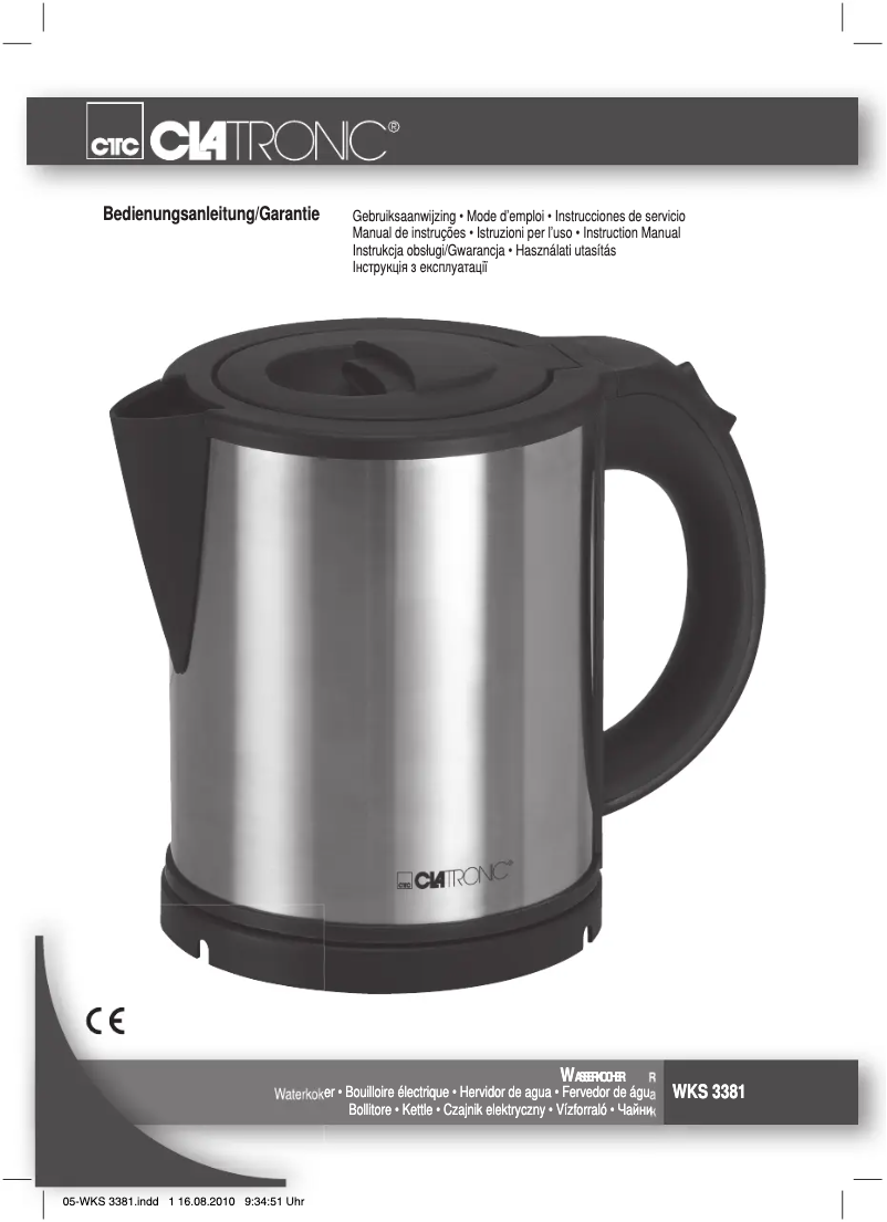 Page 1 of the manual User Manual Clatronic WKS 3381