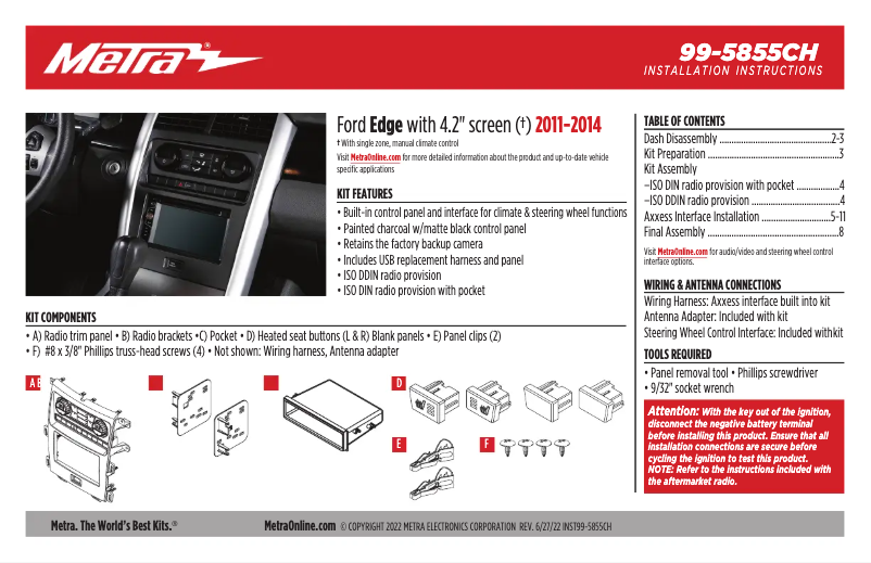 First page image of the manual for 99-5855CH