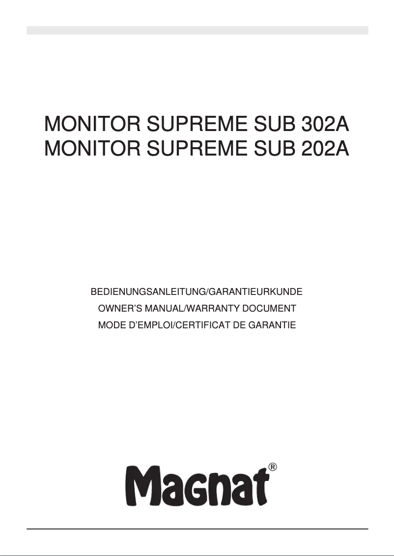 Page 1 de la notice Manuel utilisateur Magnat Monitor Supreme Sub 302A