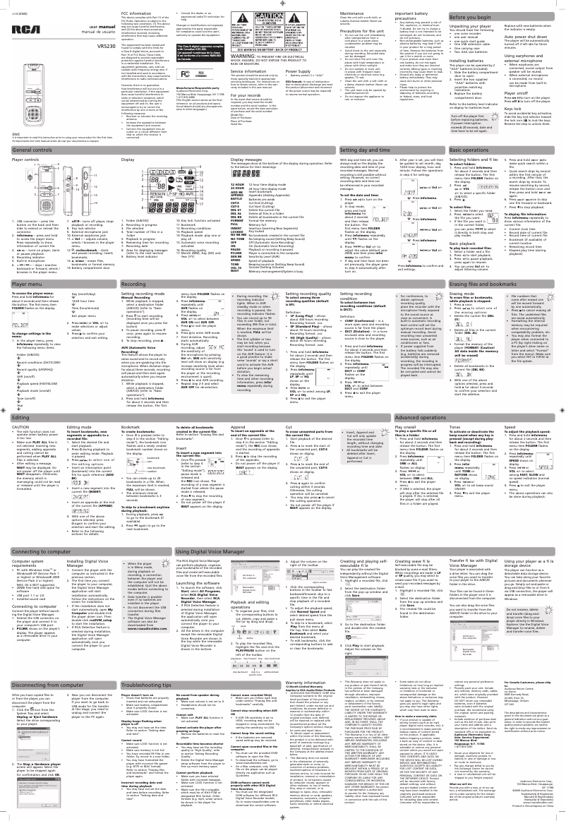 First page image of the manual for VR5230