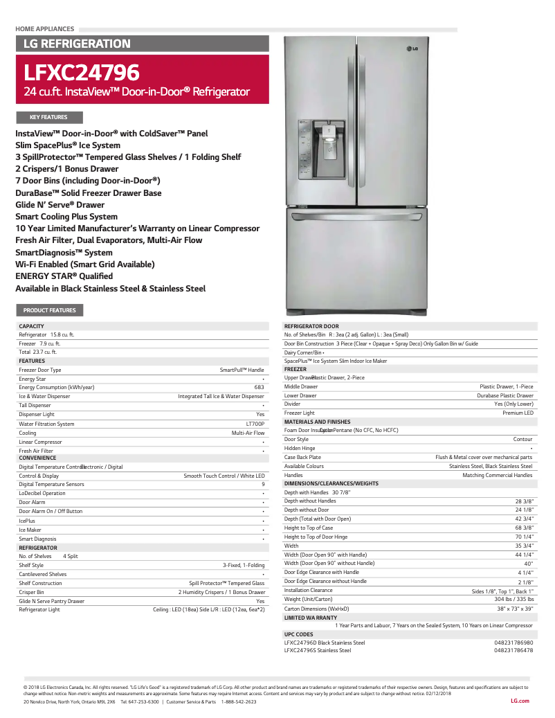 First page image of the manual for LFXC24726S