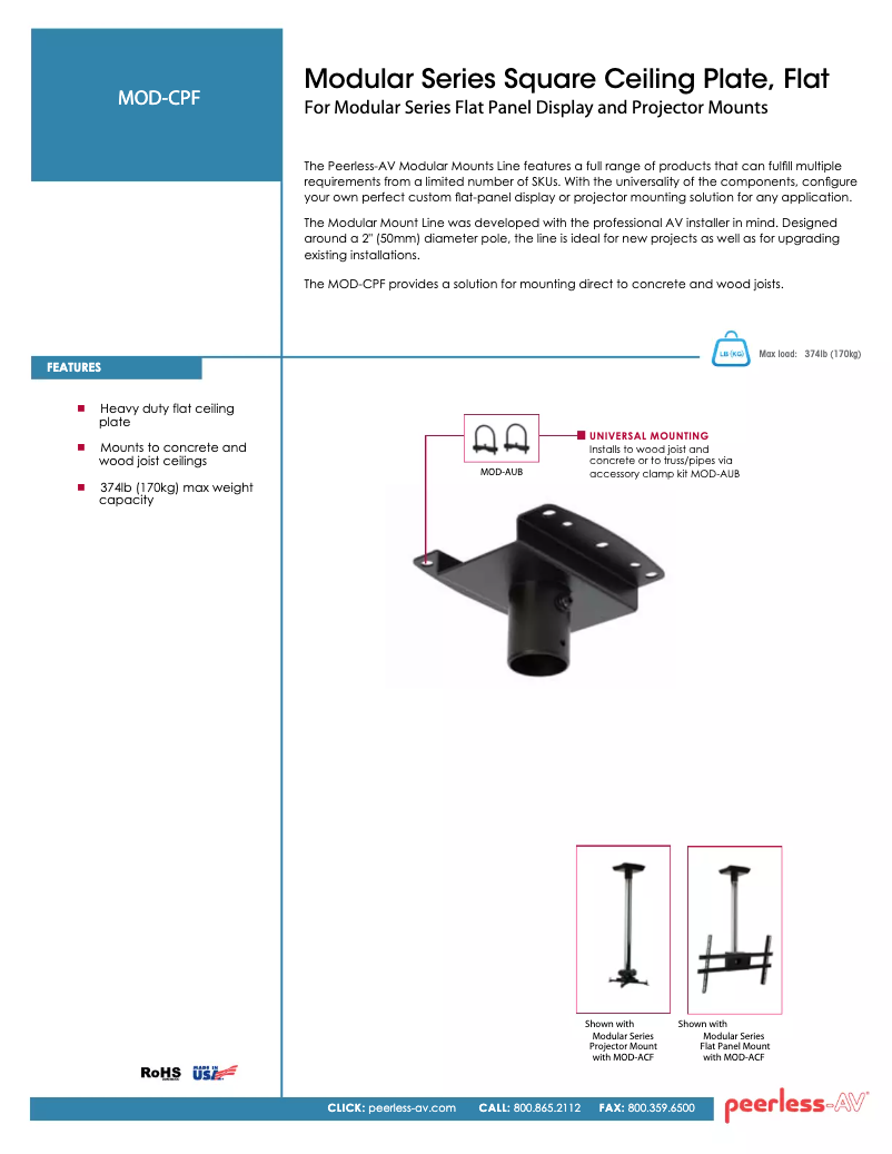 Page 1 of the manual User Manual Peerless-AV MOD-CPF