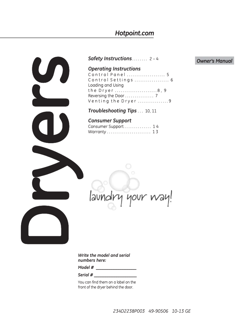 Page 1 of the manual Use and Maintenance Manual Hotpoint HTDP120EDWW