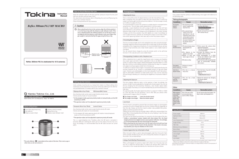 First page image of the manual for Reflex 300mm F6.3 MF Macro