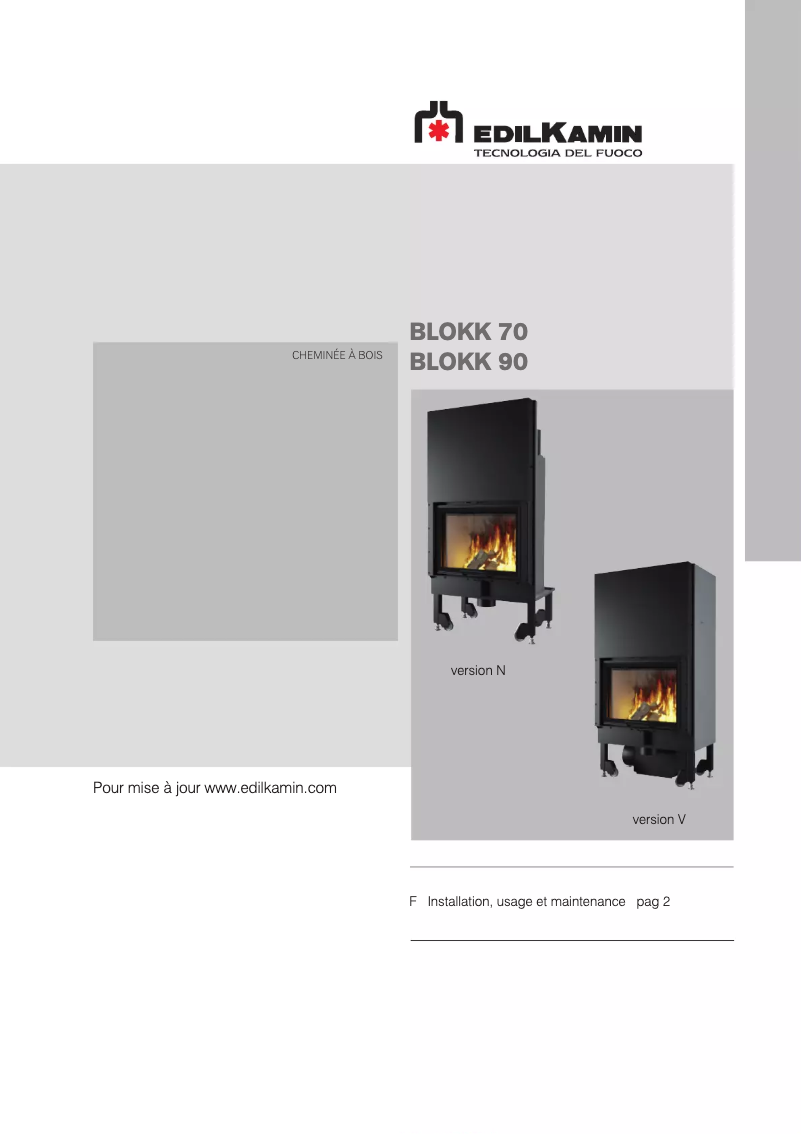 Page 1 of the manual User Manual Edilkamin BLOKK 70