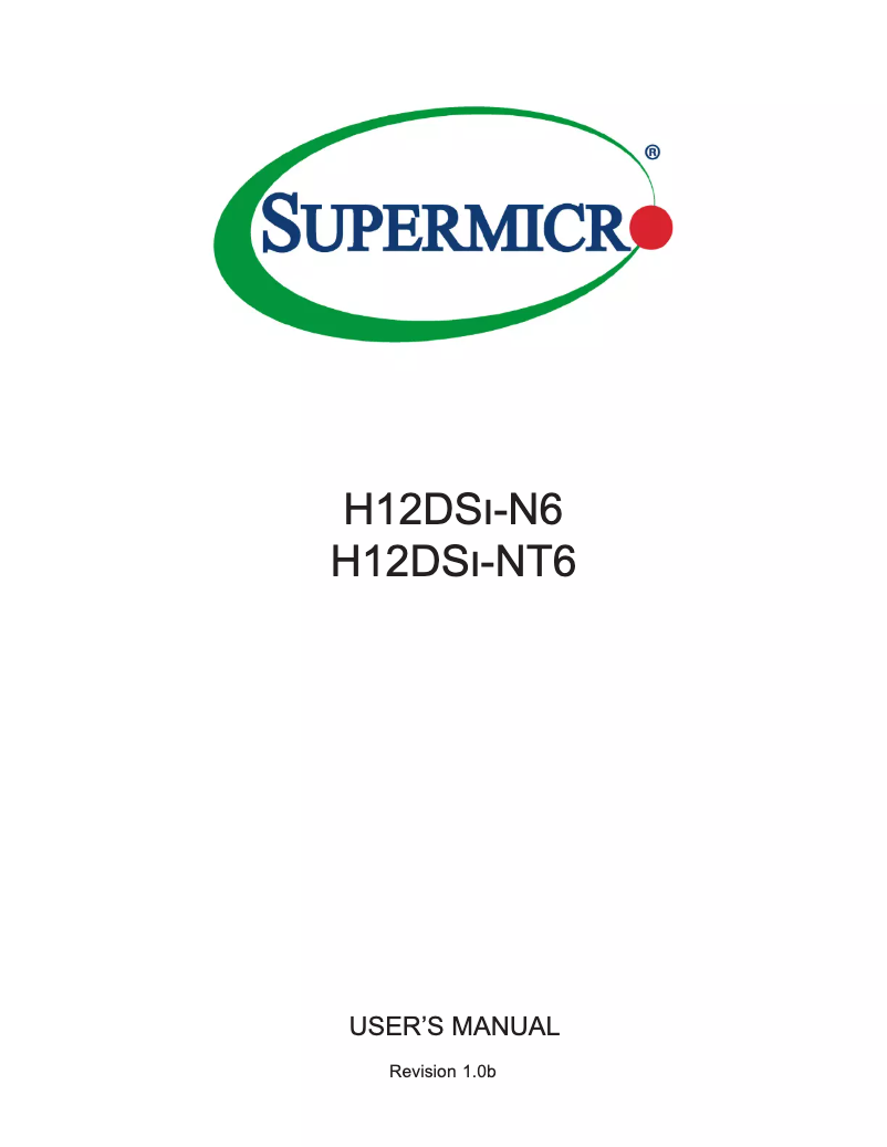 Page 1 of the manual User Manual Supermicro H12DSi-N6