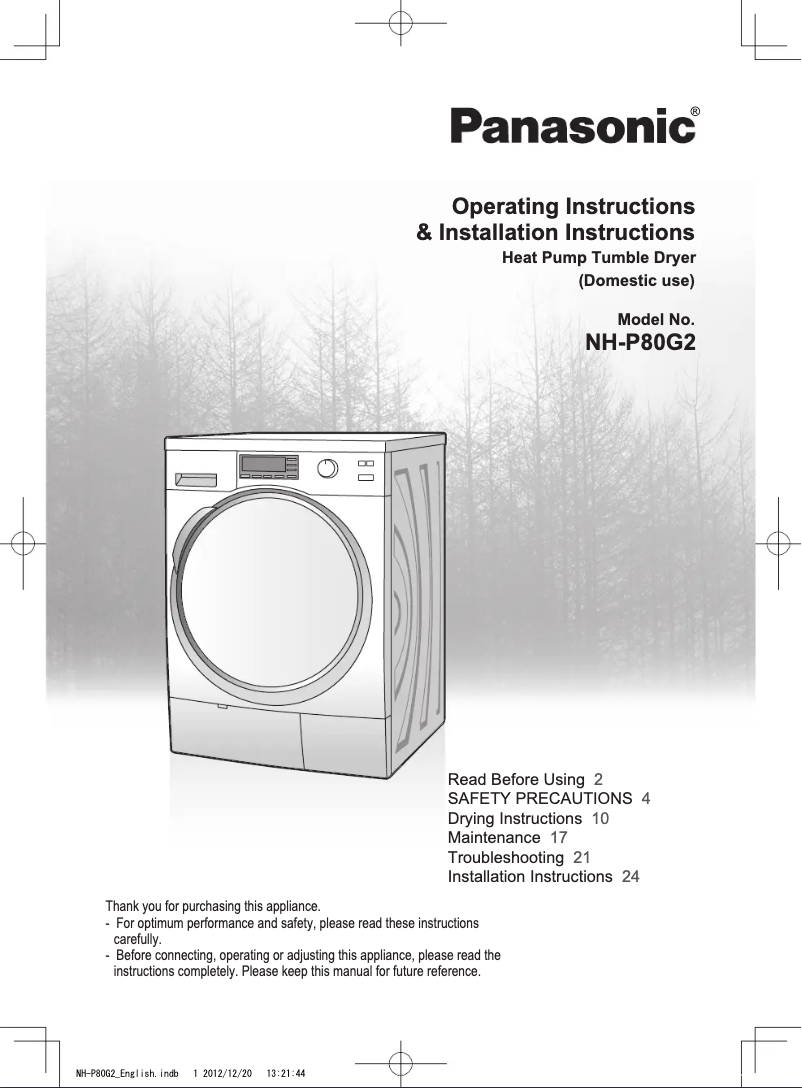 First page image of the manual for NH-P80G2