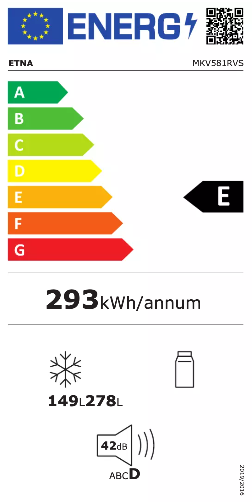 Page 1 of the manual Energy Label Etna MKV581RVS