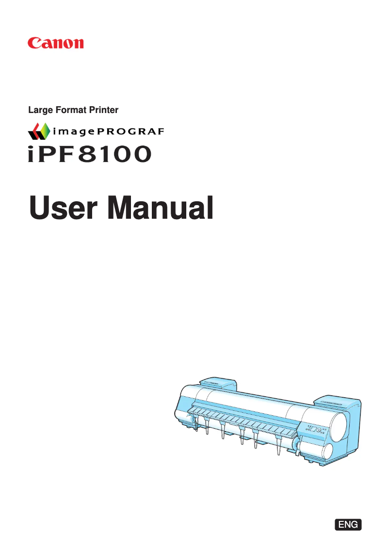 First page image of the manual for imagePROGRAF iPF8100
