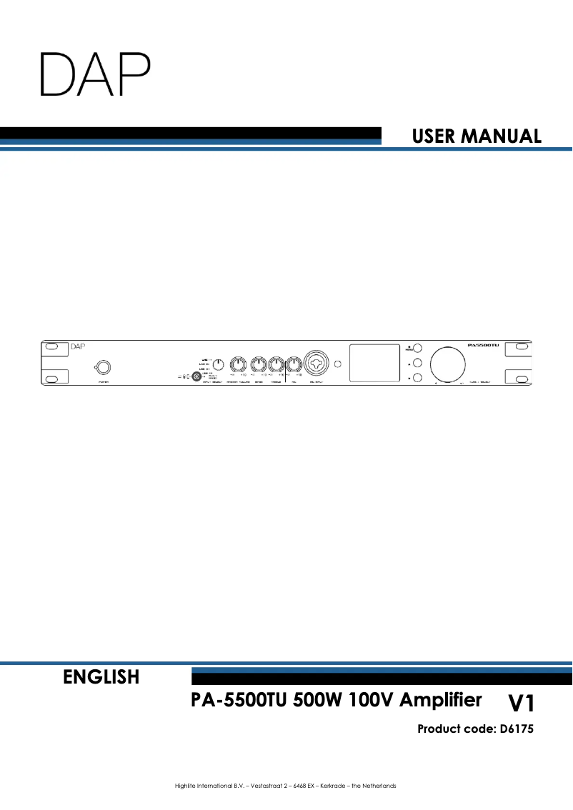 Page 1 of the manual User Manual DAP-Audio PA-5500TU