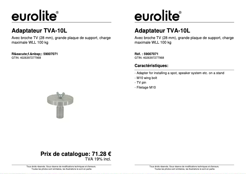 First page image of the manual for TVA-10L