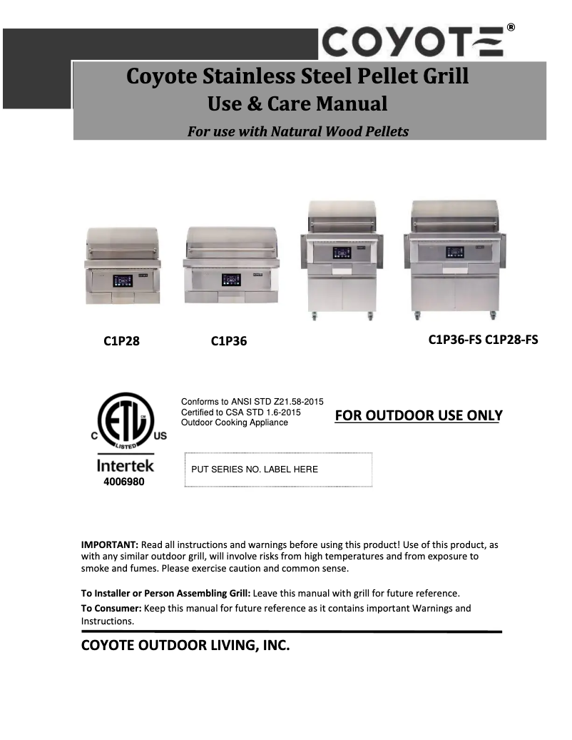 First page image of the manual for C1P36