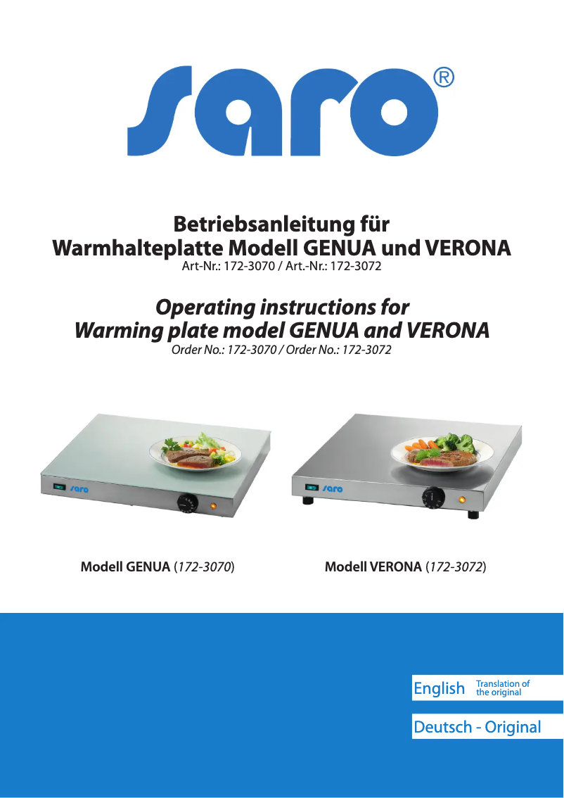 Page 1 of the manual User Manual Saro VERONA 172-3072