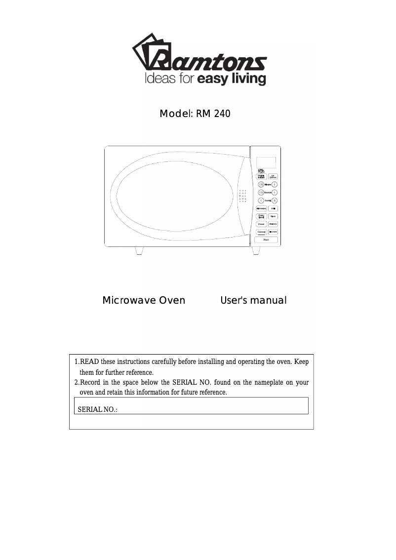 Page 1 of the manual User Manual Ramtons RM/240
