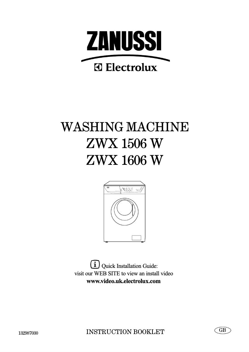 Page 1 of the manual User Manual Zanussi-Electrolux ZWX 1606 W