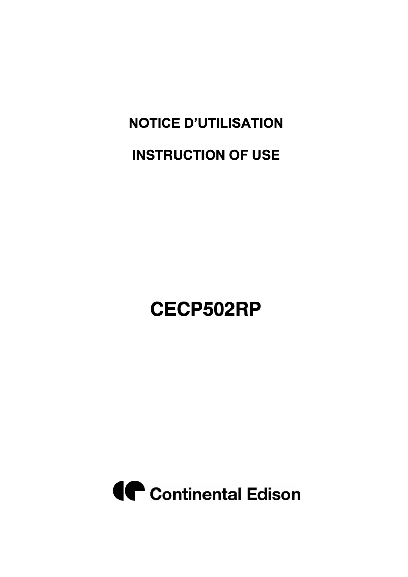 Page 1 of the manual User Manual Continental Edison CECP502RP