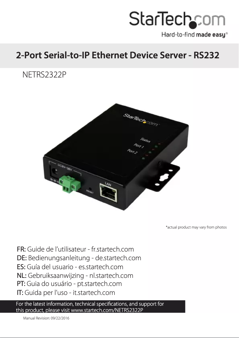 Page 1 de la notice Manuel utilisateur StarTech.com NETRS2322P