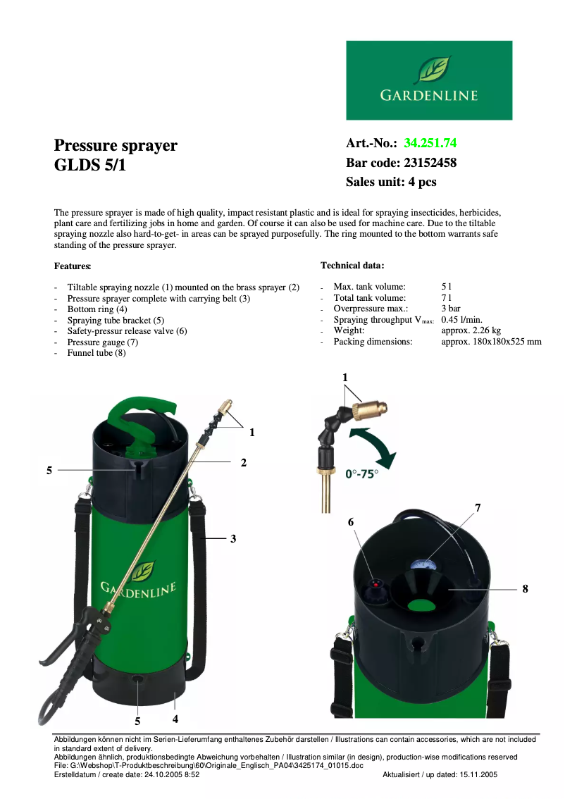 First page image of the manual for GLDS 5/1