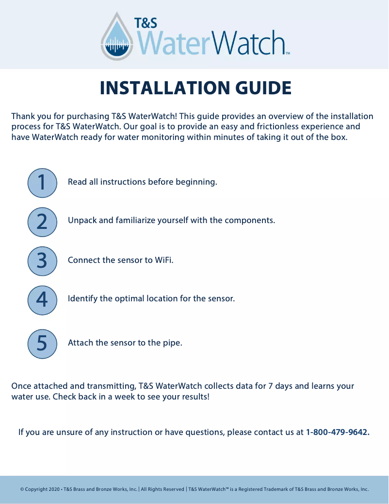 First page image of the manual for WaterWatch