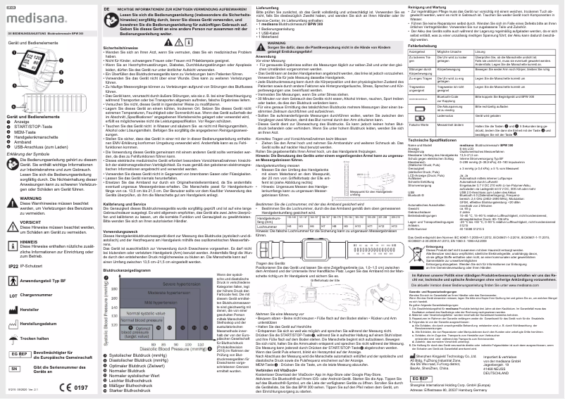 Page 1 of the manual User Manual Medisana BPW 300