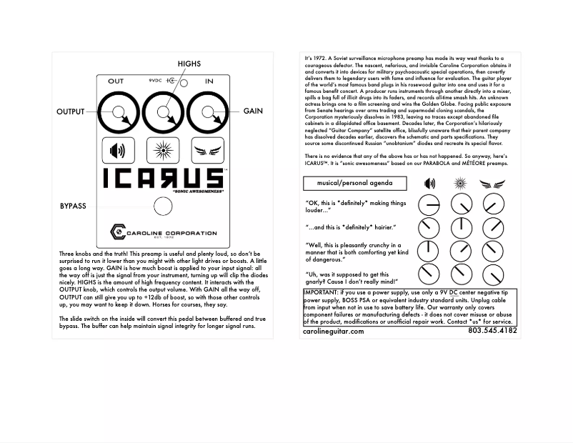 Page 1 of the manual User Manual Caroline Icarus