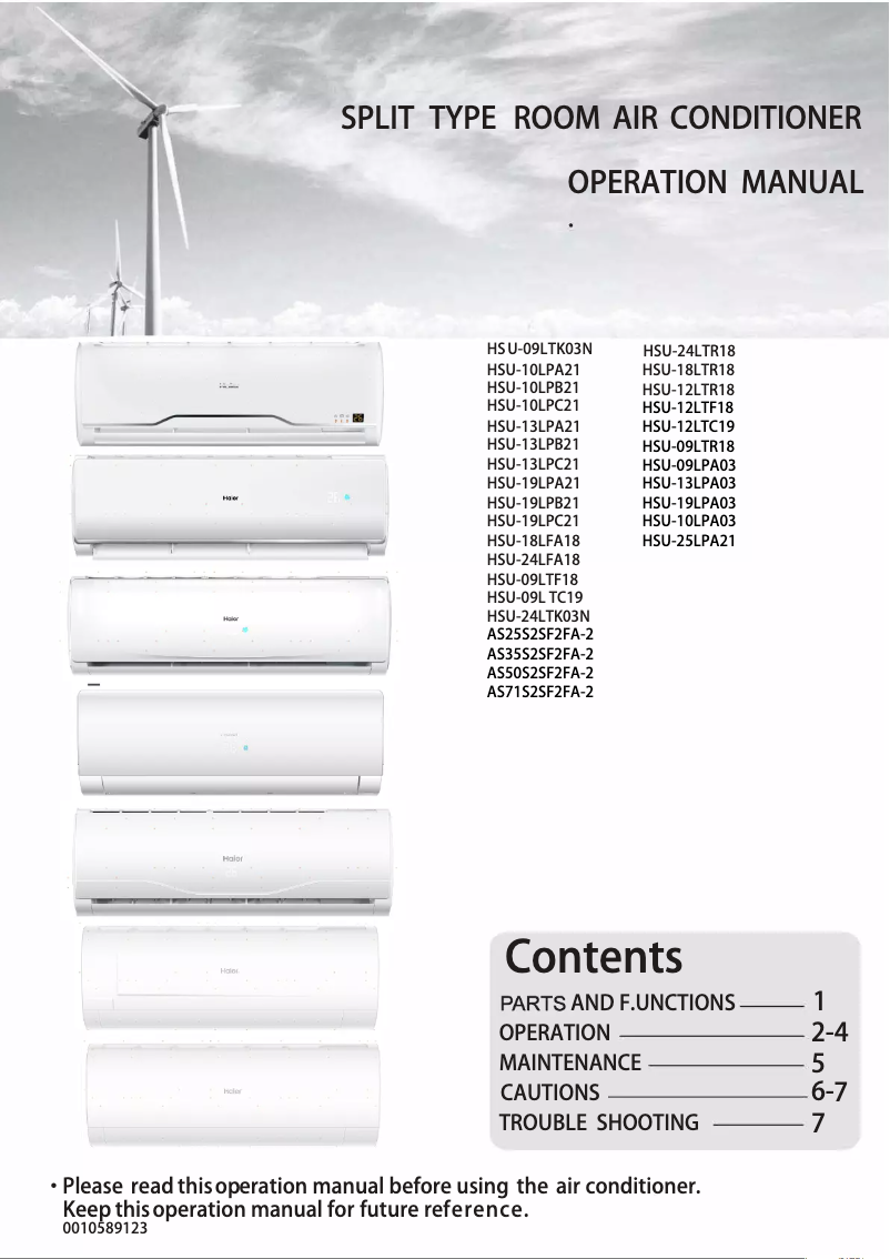 Page 1 of the manual User Manual Haier HSU-25LPA21