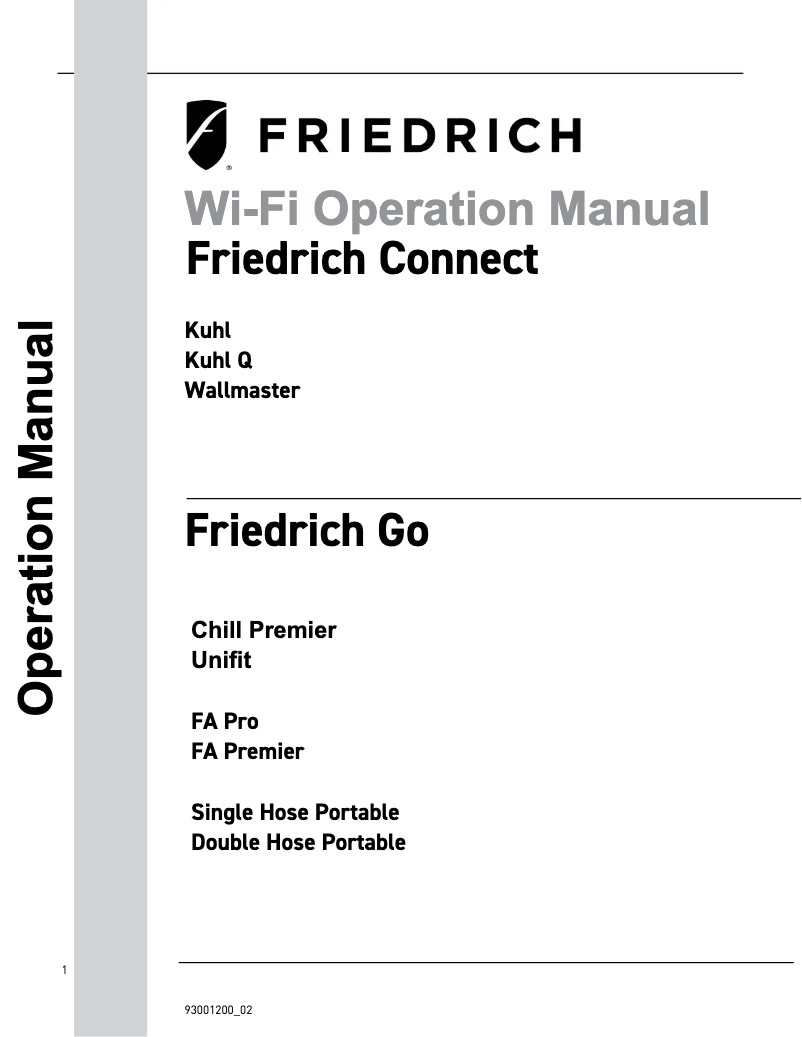 Page 1 of the manual User Manual Friedrich Uni-Fit UCT08B10A
