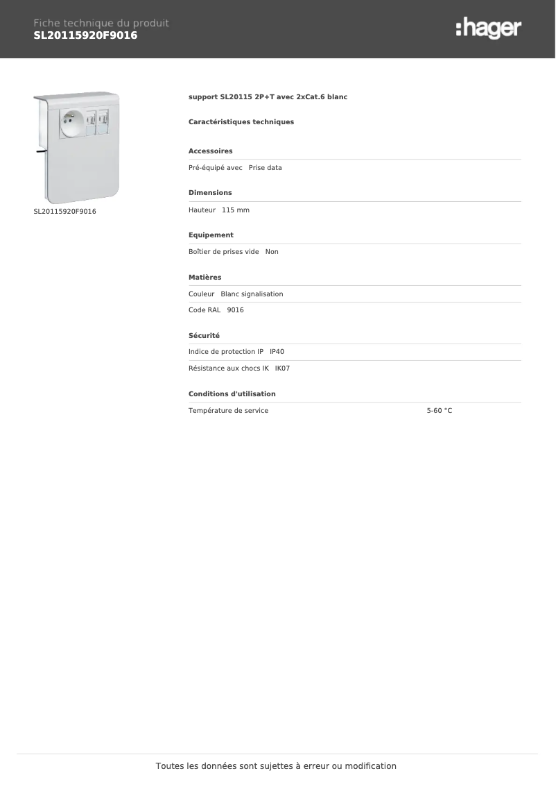 First page image of the manual for SL20115920F9016