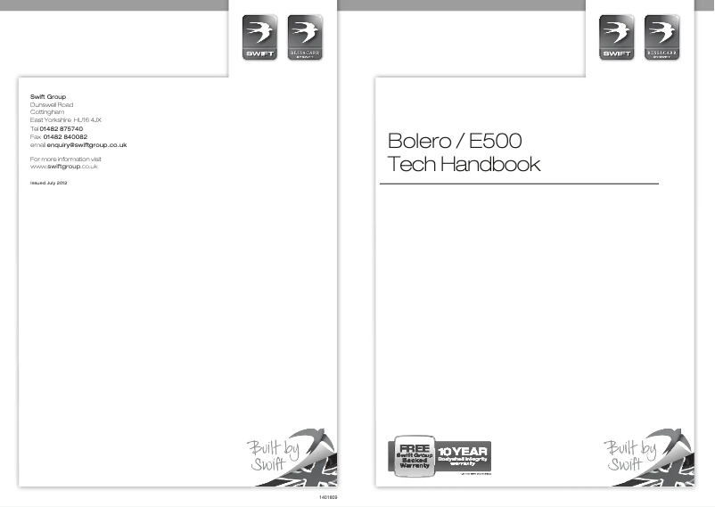 First page image of the manual for Bolero E500 (2013)
