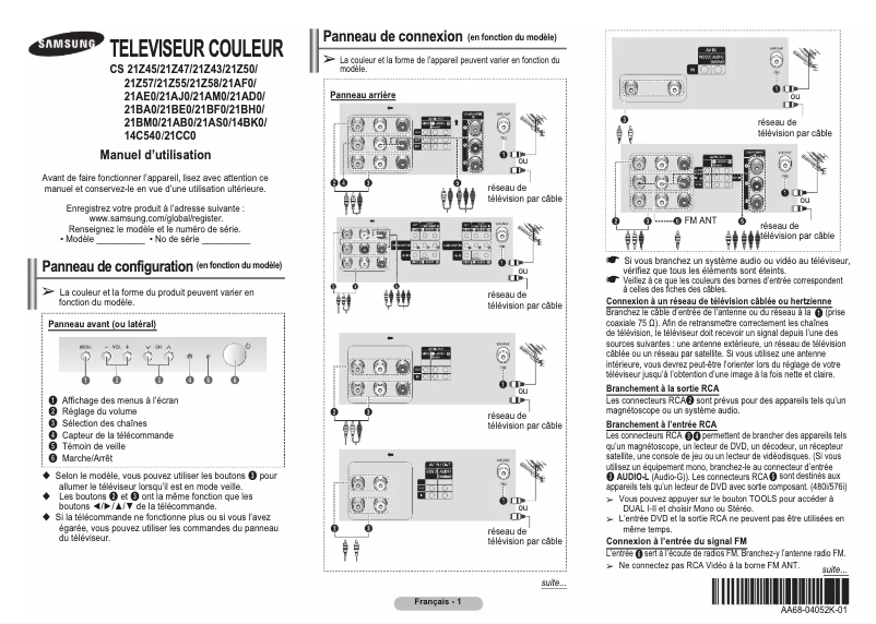 Page 1 of the manual User Manual Samsung CS21B501HL