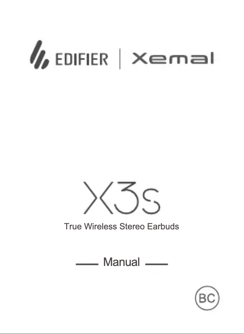 Page 1 of the manual User Manual Edifier X3s