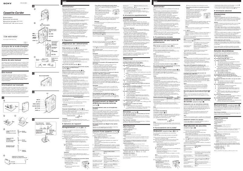 First page image of the manual for TCM-459V